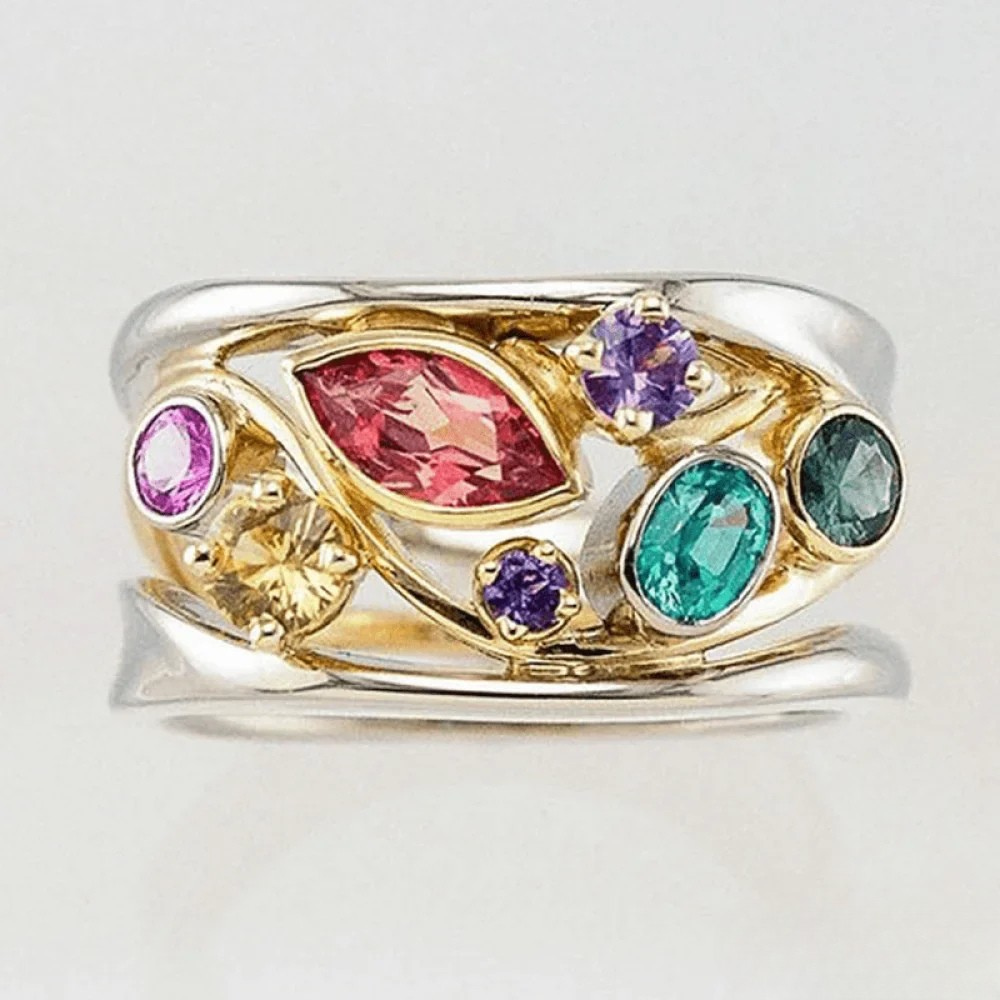Vintage Ring mit Gold and Silver-Colored Zirconia